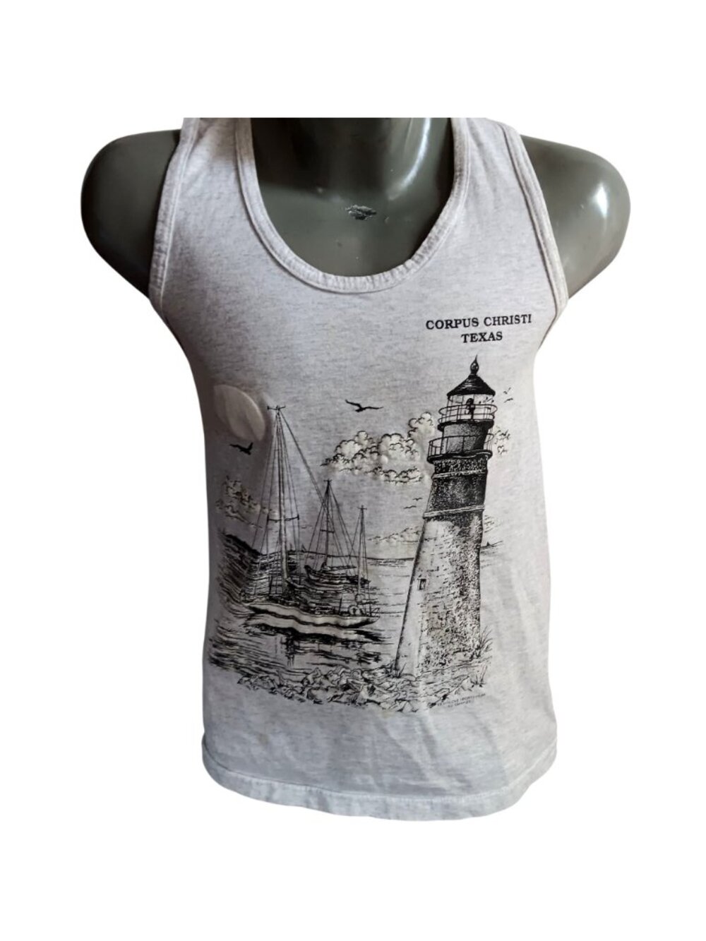 Vintage T-shirt Large Tank Single Stitch 1980's Lighthouse Corpus Christie US